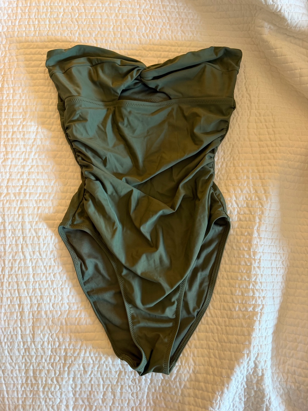 J. Crew Olive Green Strapless One-Piece Swimsuit
